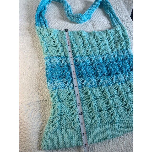 Handmade Aquamarine Hand Crocheted Handbag - Picture 5 of 10